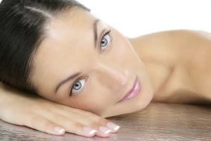 Beauty portrait of blue eyes brunette