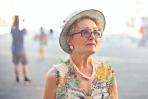 older woman on vacation