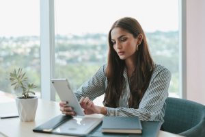 woman on tablet