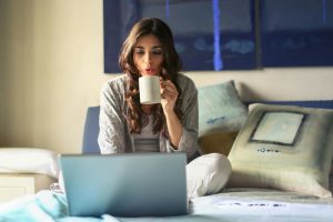 woman viewing laptop