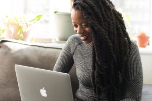 woman using a laptop